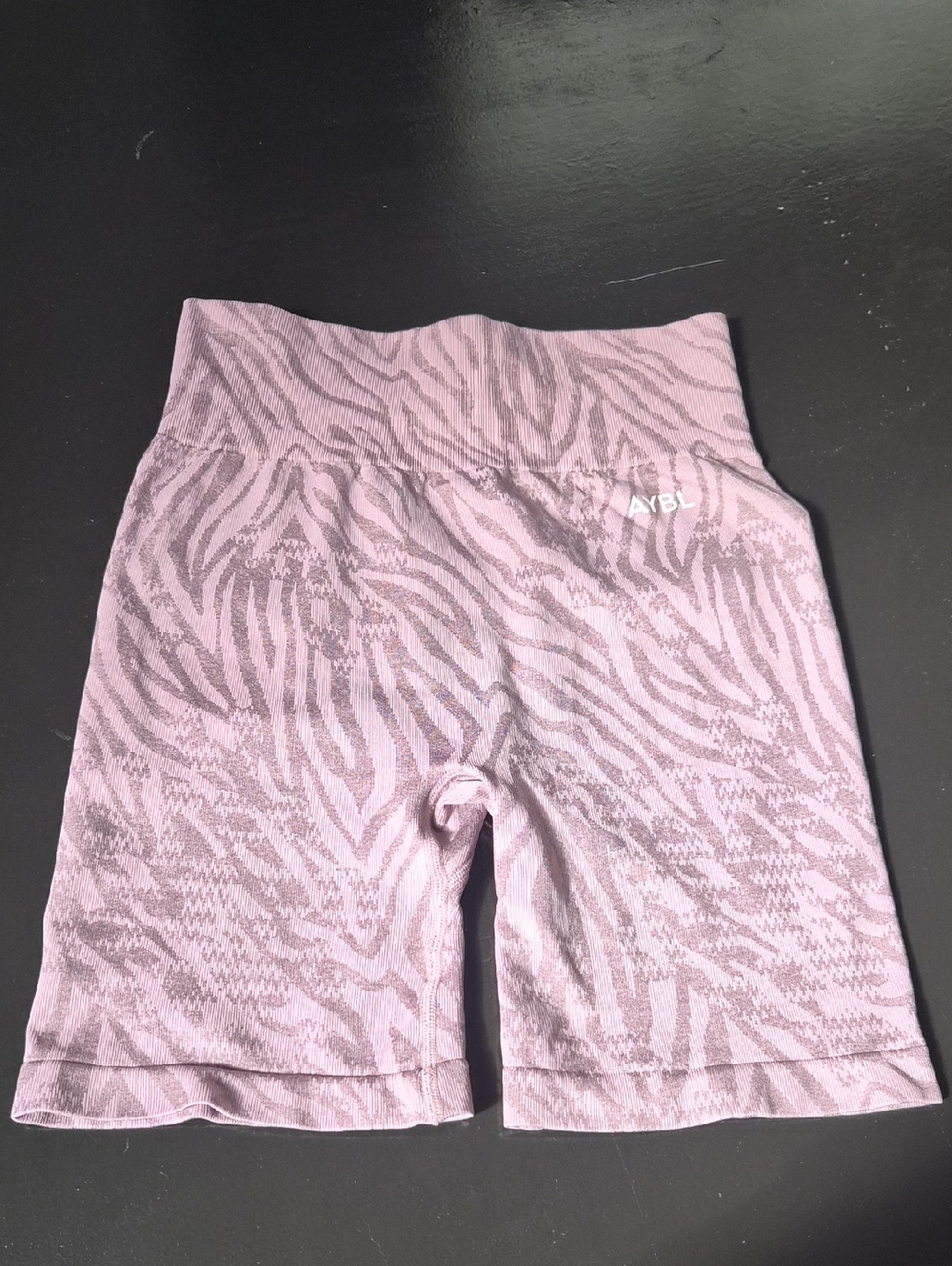 AYBL Pink Mauve Zebra High-Waist Bike Shorts